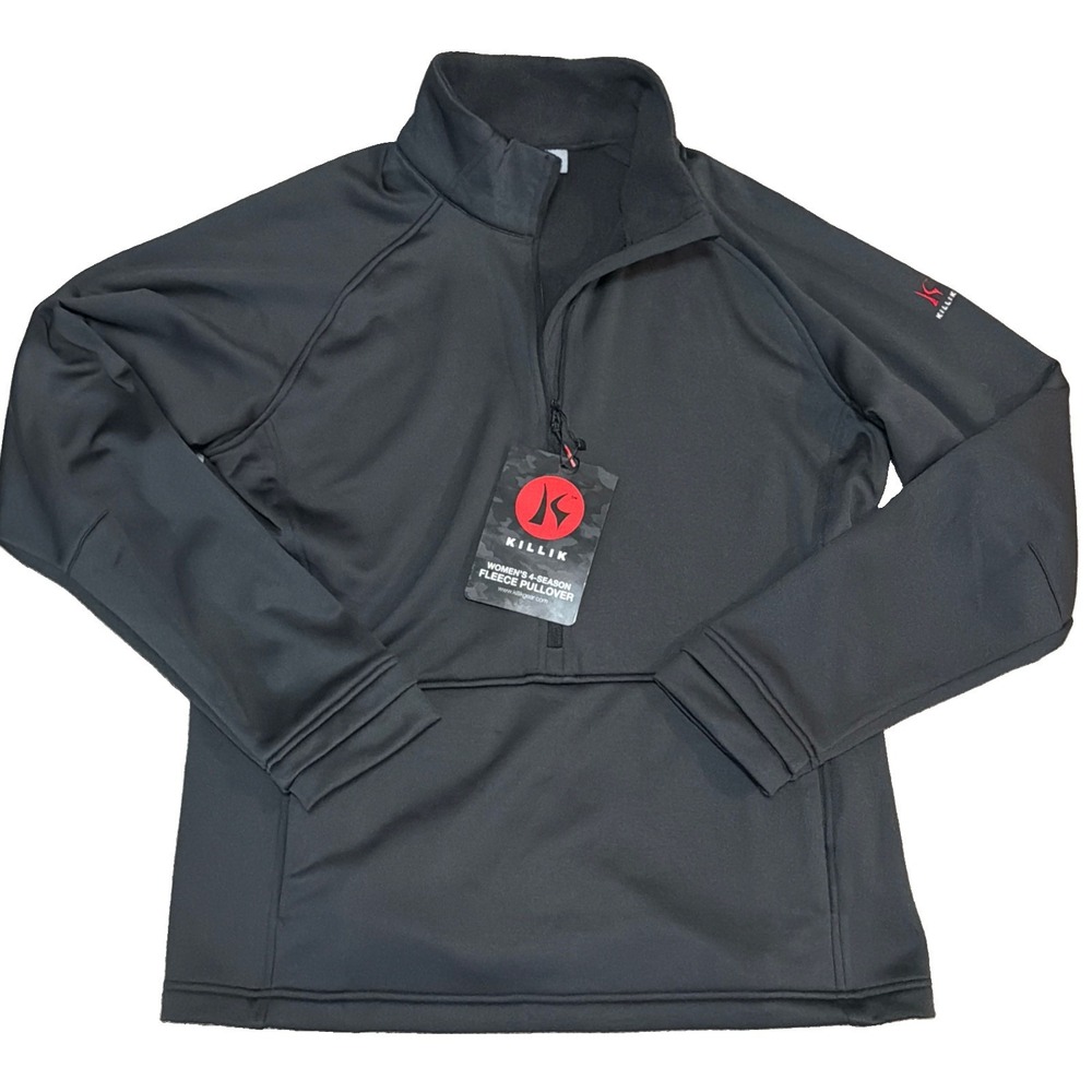 Killik Women's XL Four Season Fleece Pullover 3/4 Zip Black Jacket NEW NWT